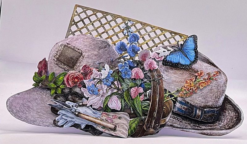 Double Hat trellis Handmade Greeting card