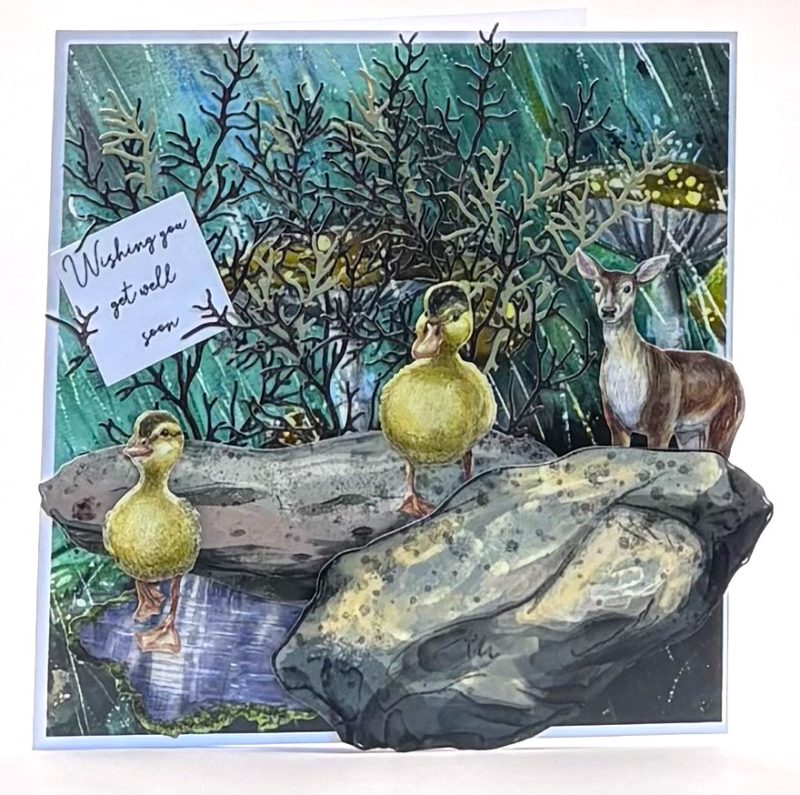 Duckling Wishes Handmade Greeting card