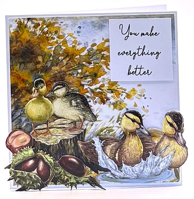 Ducklings Splash Handmade Greeting card for
