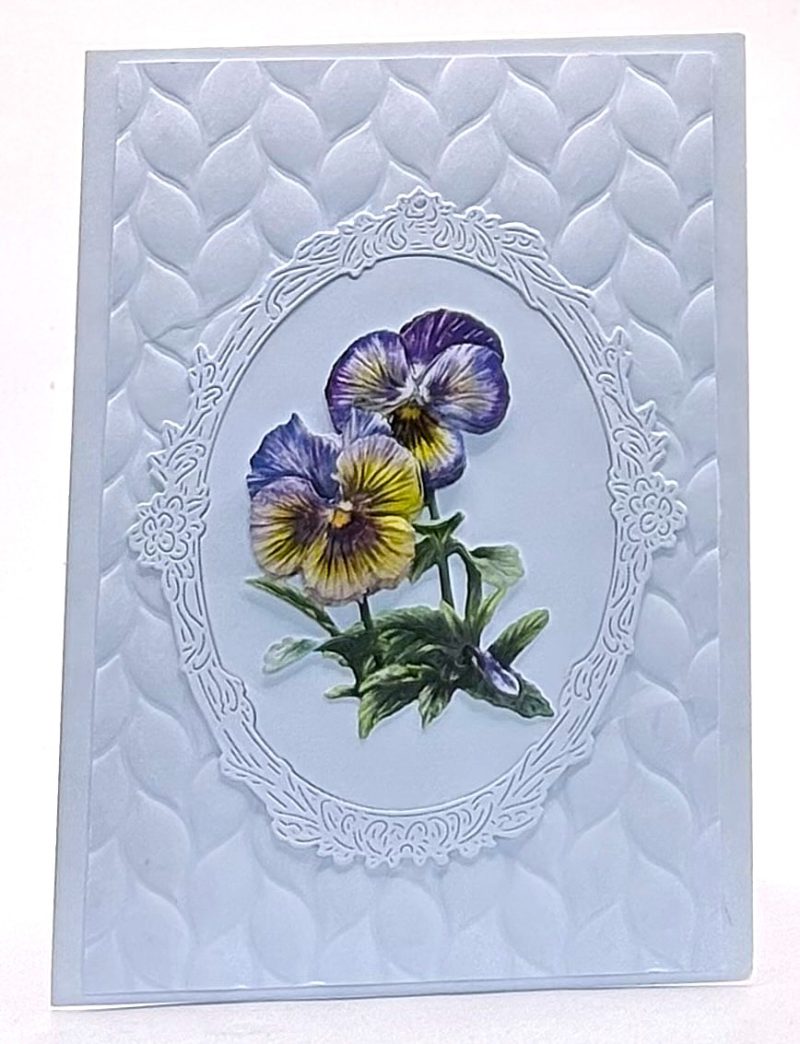 Embossed Pansies Handmade Greeting card