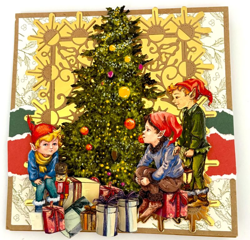 Children at Christmas Handmade Christmas card