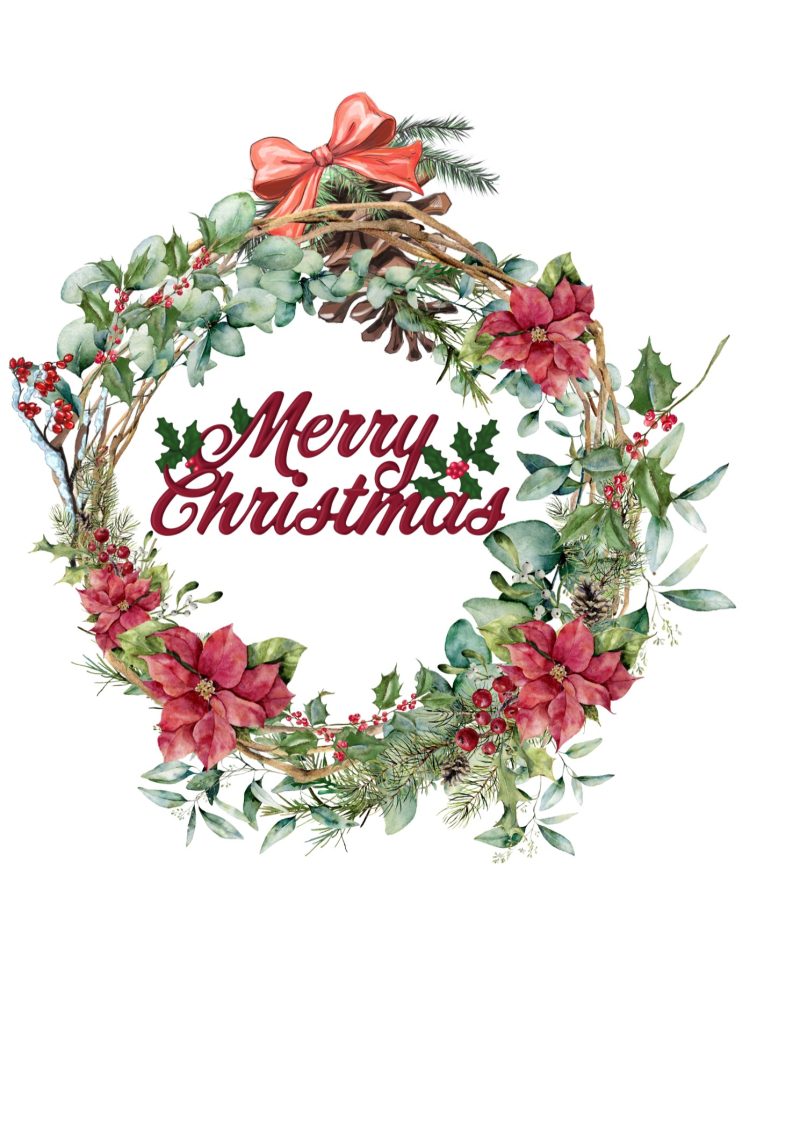 Merry Christmas wreath and Christmas Robin wreath Handmade Christmas cards