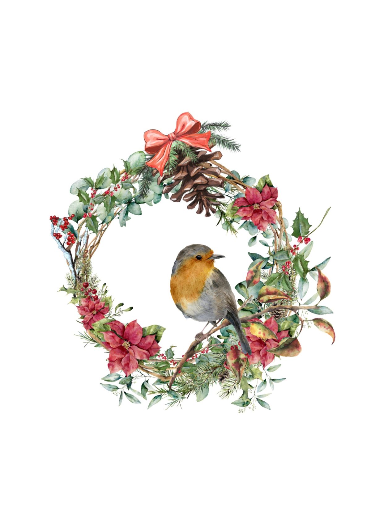 Christmas Robin wreath Handmade Christmas card – Jenny Wren Cards ...