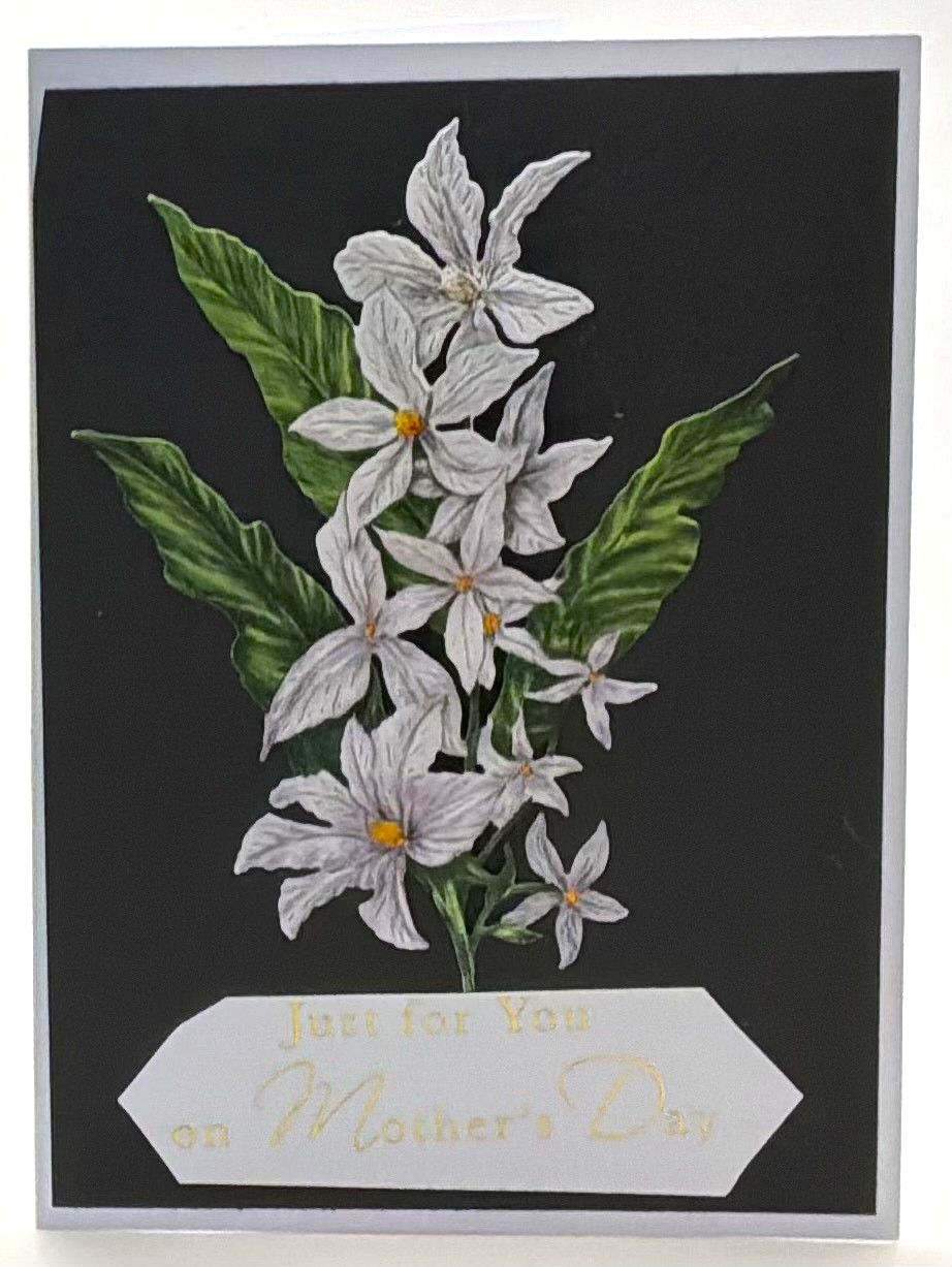 White florals Handmade Mother's Day card