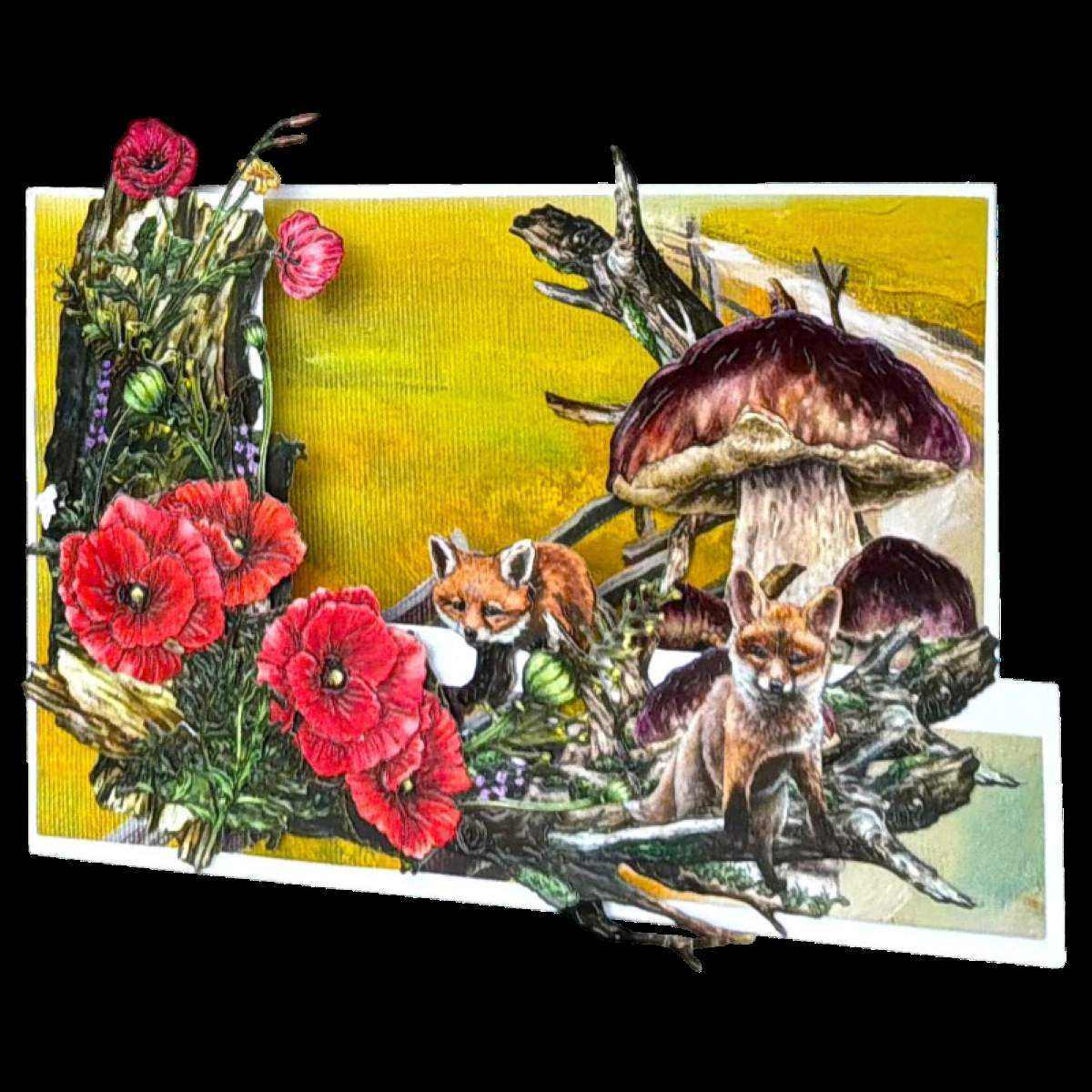 Fox Cubs Handmade card